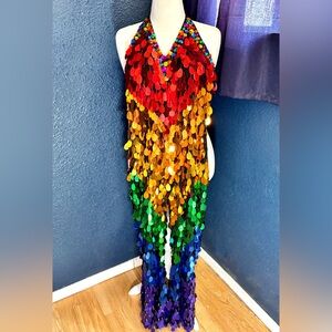Burlesque Pride Handmade Rainbow Sequin Jumpsuit Dance Costume